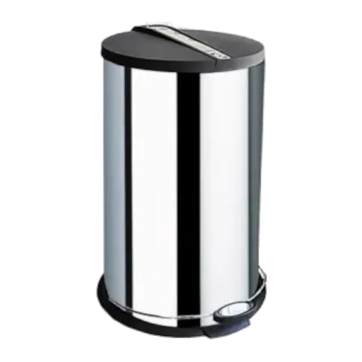 Totally 12-Litre Black Top And Foot Pedal Round Stainless Steel Dustbin